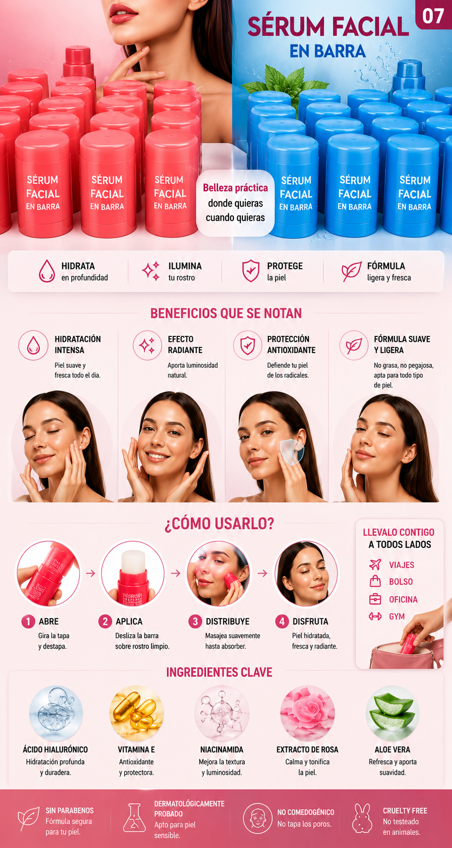 Beneficios del sérum facial en barra